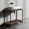 Console Sink Vanity With Ceramic Vessel Sink and Natural Brown Oak Shelf